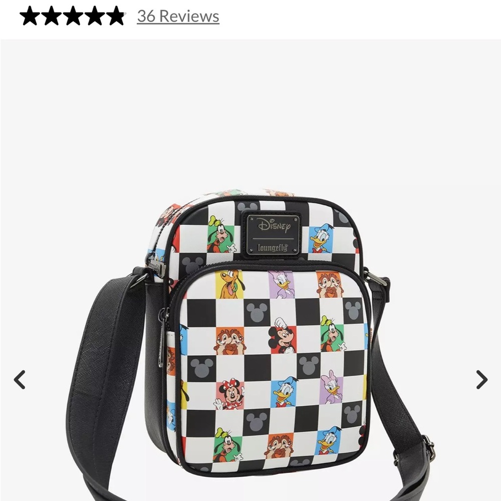Loungefly Disney Checkered Crossbody Bag - Black and White NEW